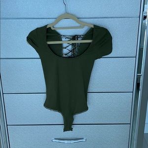 Victoria secret olive back tie bodysuit